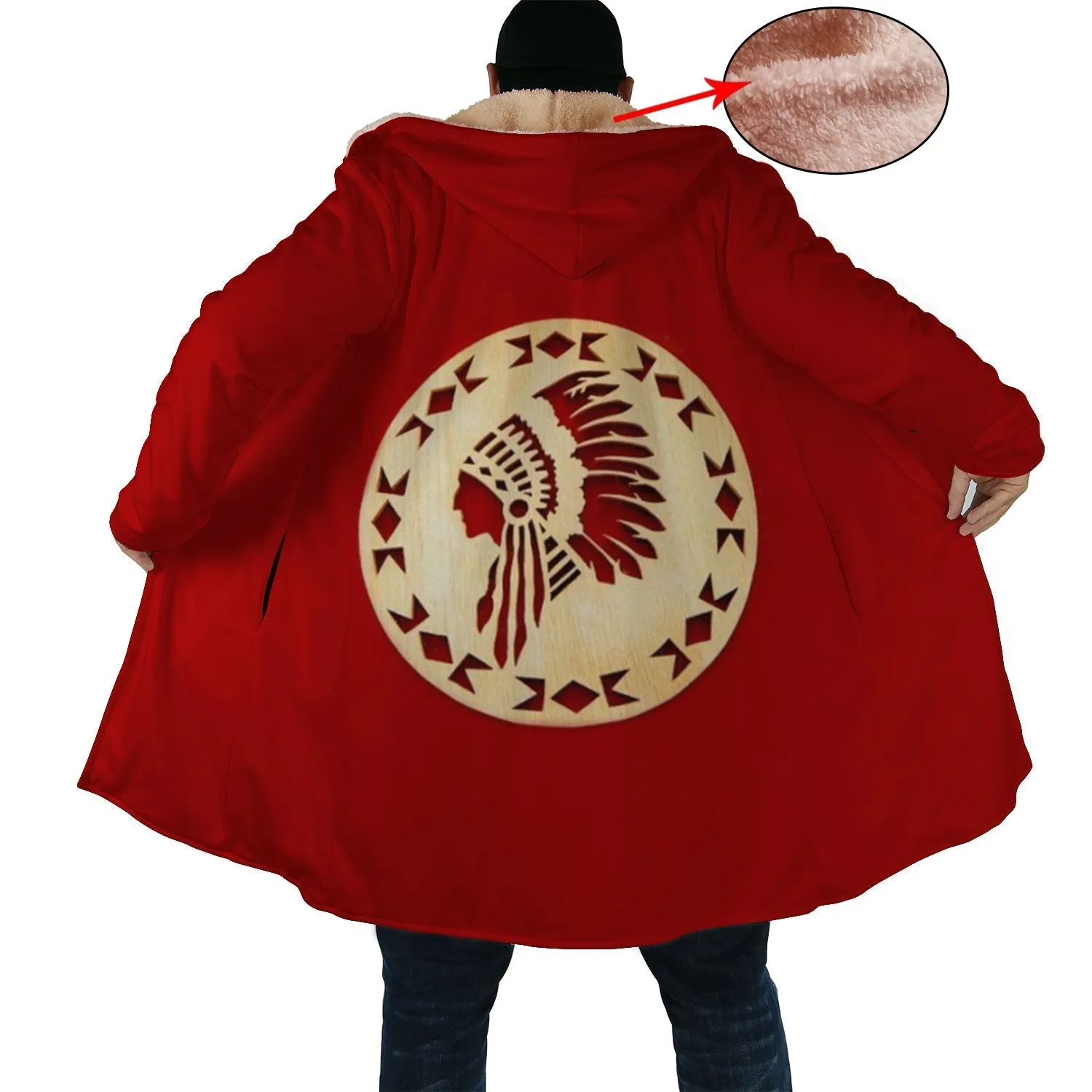 Native American Pride Horn Button Long Fleece Windbreaker WCS